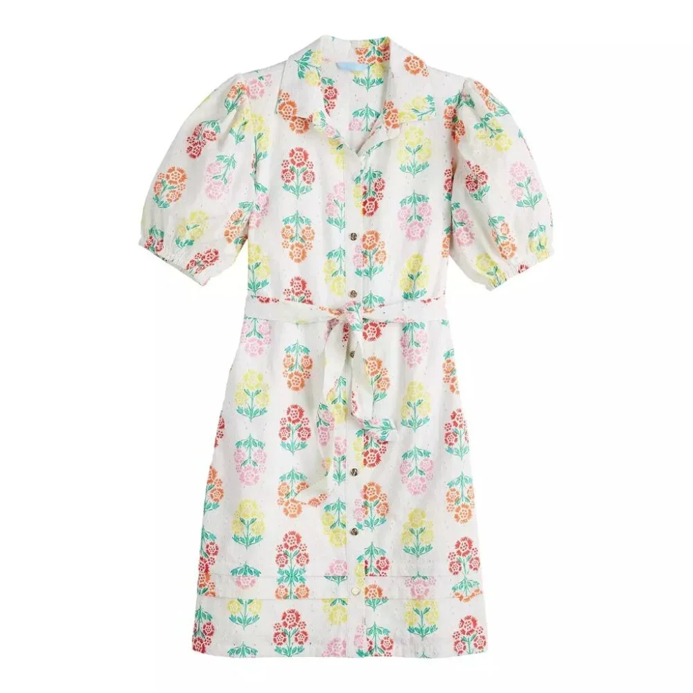 DRAPER JAMES RSVP Short Sleeve Eyelet Shirt Dress White Floral New with Tags - Picture 3 of 6